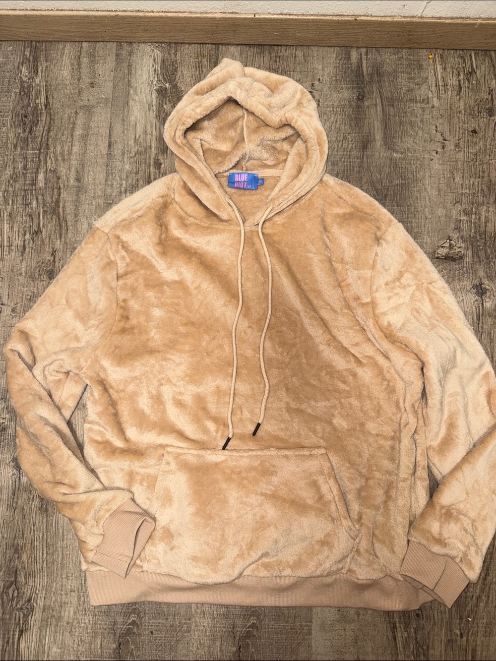 Plush Hoodie in Tan - Women's Cozy Sherpa Pullover